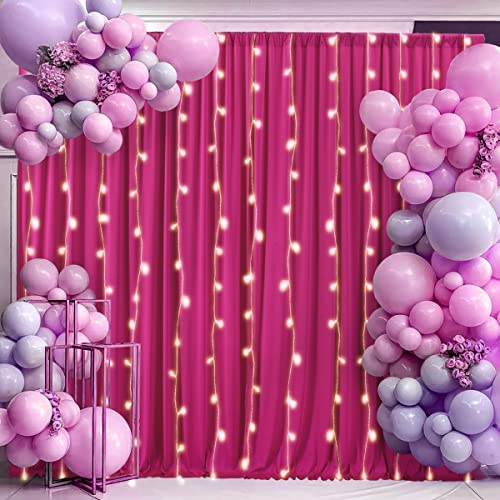 10x10 Fuchsia Backdrop Curtain for Parties Birthday Party Wrinkle Free Hot Pink Photo Curtains Backdrop Drapes Fabric Decoration for Wedding 5ft x 10ft,2 Panels