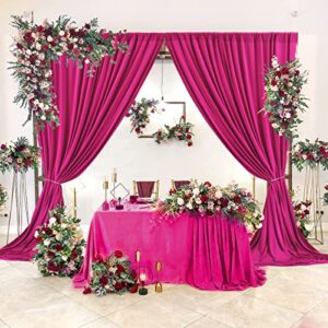 10x10 Fuchsia Backdrop Curtain for Parties Birthday Party Wrinkle Free Hot Pink Photo Curtains Backdrop Drapes Fabric Decoration for Wedding 5ft x 10ft,2 Panels