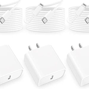 3 Pack iPhone Fast Charger, USB C Charger 20W [Apple MFi Certified] iPhone Charger PD USB C Wall Charger Adapter with 6FT USB C to Lightning Cable for iPhone 14/13/12/11/X/XR/XS/8, iPad, AirPods Pro