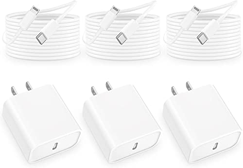 3 Pack iPhone Fast Charger, USB C Charger 20W [Apple MFi Certified] iPhone Charger PD USB C Wall Charger Adapter with 6FT USB C to Lightning Cable for iPhone 14/13/12/11/X/XR/XS/8, iPad, AirPods Pro