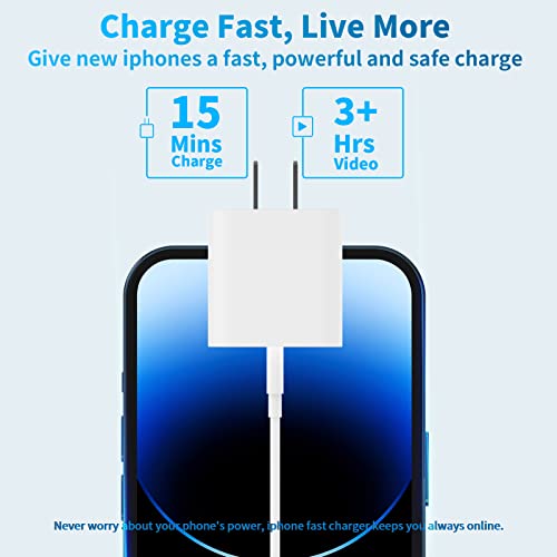 3 Pack iPhone Fast Charger, USB C Charger 20W [Apple MFi Certified] iPhone Charger PD USB C Wall Charger Adapter with 6FT USB C to Lightning Cable for iPhone 14/13/12/11/X/XR/XS/8, iPad, AirPods Pro