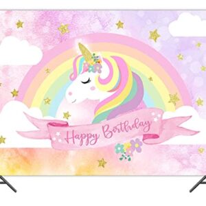 Mocsicka Unicorn Birthday Backdrop Pink Rainbow Cloud Unicorn Photography Background 7x5ft Vinyl Unicorn Theme Birthday Party Backdrops