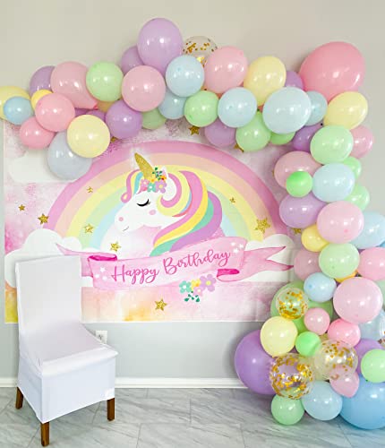 Mocsicka Unicorn Birthday Backdrop Pink Rainbow Cloud Unicorn Photography Background 7x5ft Vinyl Unicorn Theme Birthday Party Backdrops