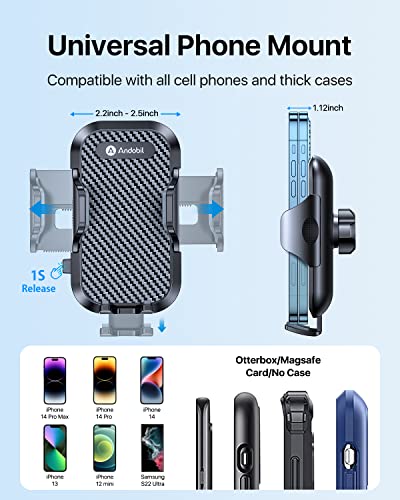 andobil Car Phone Holder Mount [2023 Upgraded] Smartphone Air Vent Holder Easy Clamp Hands-Free Compatible with iPhone 11 12 13 14 Pro Max 6 7 8 X XR XS SE Samsung Galaxy S23 Ultra S22 S21 Note 20