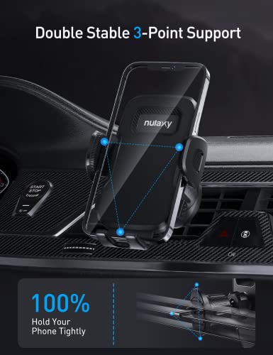 Nulaxy [2022 Upgraded Vent Friendly Car Phone Holder Mount, Phone Mount for Car Fit for Horizontal and Vertical Vents, Hands Free Vent Phone Holder, Compatible with iPhone, Samsung, and More, Black