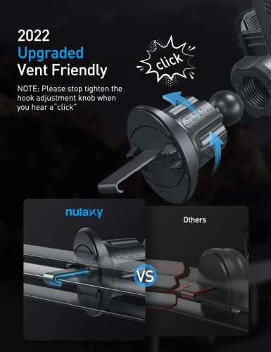 Nulaxy [2022 Upgraded Vent Friendly Car Phone Holder Mount, Phone Mount for Car Fit for Horizontal and Vertical Vents, Hands Free Vent Phone Holder, Compatible with iPhone, Samsung, and More, Black