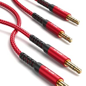 JSAUX 2 Pack AUX Cable, [4ft/1.2m- Copper Shell, Hi-Fi Sound] 3.5mm TRS Auxiliary Audio Cable Nylon Braided Aux Cord Compatible for Car/Home Stereos,Speaker,Headphones,Sony,Echo Dot,Beats - Red