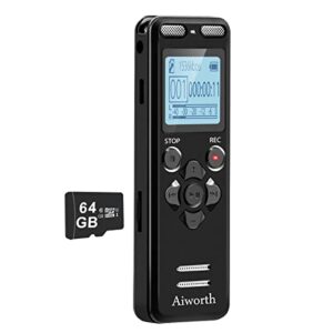 72gb digital voice recorder voice activated recorder for lectures meetings – aiworth 5220 hours sound audio recorder dictaphone recording device with playback,mp3 player,password,variable speed