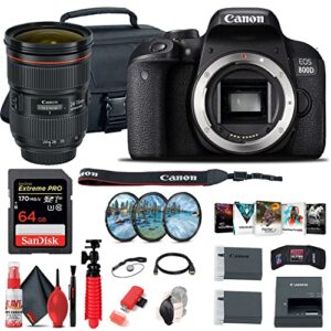 canon eos rebel 800d / t7i dslr camera (body only) + canon ef 24-70mm lens + 64gb card + case + corel photo software + lpe17 battery + external charger + card reader + more (renewed)