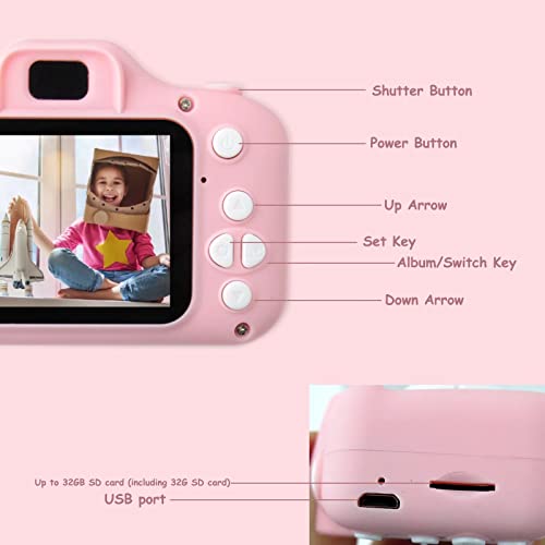 Children's Digital Camera with 1080P Screen, Support Photo and Video Recording, 2 inches IPS Screen with 32GB SD Card,Gifts for Kids