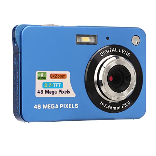 4K Digital Camera, 2.7 Inch Vlogging Camera, 48 Megapixels, LCD Display, 8X Zoom Stabilization, Supports Up to 128gb, Great Gift for Students, Teens, Adults, Girls, Boys (Blue)