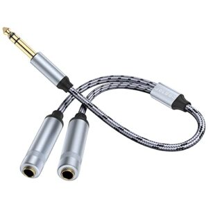 jolgoo 1/4 splitter adapter cable, 6.35mm stereo plug male to dual 6.35mm jack female y splitter cable, 30cm/12 inches
