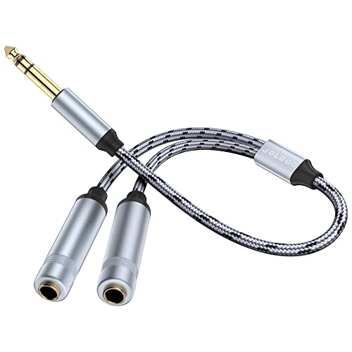 JOLGOO 1/4 Splitter Adapter Cable, 6.35mm Stereo Plug Male to Dual 6.35mm Jack Female Y Splitter Cable, 30cm/12 inches