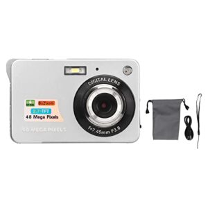 4K Digital Camera, 2.7 Inch Vlogging Camera, 48 Megapixels, LCD Display, 8X Zoom Stabilization, Supports Up to 128gb, Great Gift for Students, Teens, Adults, Girls, Boys (Silver)