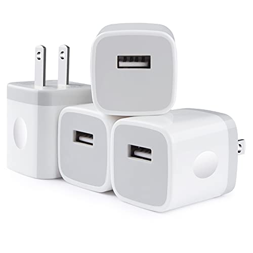 iPhone Charging Block, Charger Cube 4Pack/5W One-USB Charger Block Adapter Brick Box in Wall Plug Cube Head Outlet for iPhone 11 X SE,Samsung Glaxy A53 A13 A01 A12 A54 A20 S22 S21 S20 A71 Moto, LG