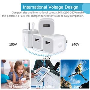 iPhone Charging Block, Charger Cube 4Pack/5W One-USB Charger Block Adapter Brick Box in Wall Plug Cube Head Outlet for iPhone 11 X SE,Samsung Glaxy A53 A13 A01 A12 A54 A20 S22 S21 S20 A71 Moto, LG