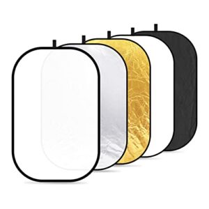 neewer 47″x71″/120x180cm light reflectors for photography, portable 5 in 1 collapsible multi disc with bag – translucent, silver, gold, black, white diffuser for studio and outdoor lighting