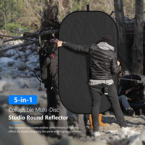 NEEWER 47"x71"/120x180cm Light Reflectors for Photography, Portable 5 in 1 Collapsible Multi Disc with Bag - Translucent, Silver, Gold, Black, White Diffuser for Studio and Outdoor Lighting