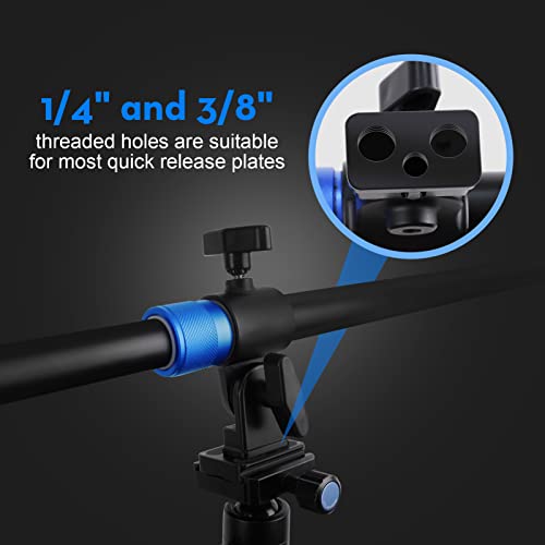 KapSnug 22-37 Inch Aluminum Tripod Extension Arm Overhead Camera Mount, Horizontal Retractable Center Column, 360-degree Ball Head, 170-degree Angle Adjustable Arm, Tripod not Included