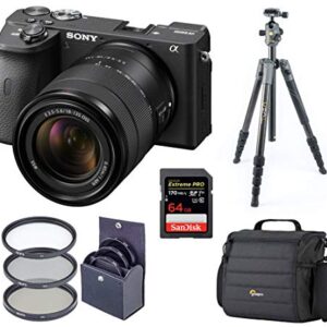 Sony Alpha a6600 Mirrorless Digital Camera with 18-135mm Lens Tripod Bundle with Vanguard Carbon Fiber Tripod, Bag, 64GB SD Card, Filter Kit