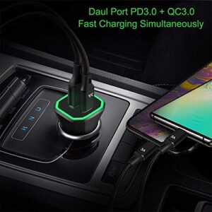 Car Charger Adapter, USB C Car Charger, Dual Port PD&QC3.0 Car Charger Fast Charging Compatible with iPhone 14 13 12 11 Pro Max, Samsung Galaxy S22/Note 20, Tablet.