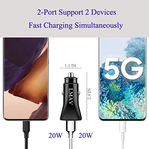 Car Charger Adapter, USB C Car Charger, Dual Port PD&QC3.0 Car Charger Fast Charging Compatible with iPhone 14 13 12 11 Pro Max, Samsung Galaxy S22/Note 20, Tablet.