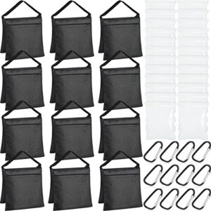 12 packs photography weight bags photo studio filled weight bag empty heavy sandbag set for photography tripod stand light stand sports outdoor photo video studio boom brackets (black)