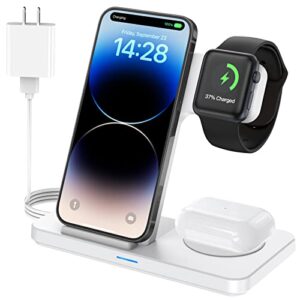 Wireless Charging Station for Apple - 3 in 1 Wireless Charger Dock Stand Watch and Phone Charger Station for iPhone14,13,12,Pro,Pro Max,SE,XS,XR,X,Samsung,Apple Watch 7/SE/6/5/4/3/2, AirPods 3/Pro/2