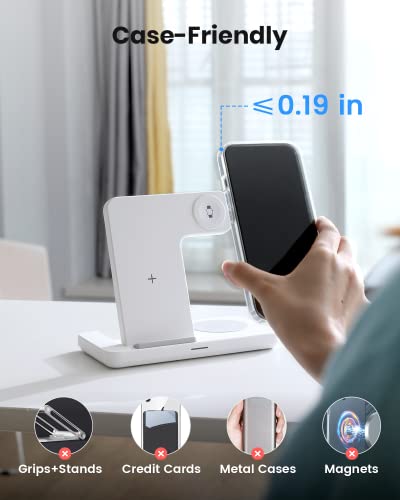 Wireless Charging Station for Apple - 3 in 1 Wireless Charger Dock Stand Watch and Phone Charger Station for iPhone14,13,12,Pro,Pro Max,SE,XS,XR,X,Samsung,Apple Watch 7/SE/6/5/4/3/2, AirPods 3/Pro/2