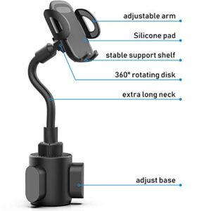 bokilino Cup Car Phone Holder for Car, Car Cup Holder Phone Mount, Universal Adjustable Gooseneck Cup Holder Cradle Car Mount for Cell Phone iPhone,Samsung,Huawei,LG, Sony, Nokia (Black)