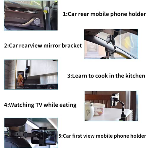 HENGSHI Car Phone Holder,360° Rearview Mirror Phone Holder,Phone Holder Phone Mount Universal Adjustable Holder Cradle Car Mount for Cell Phone