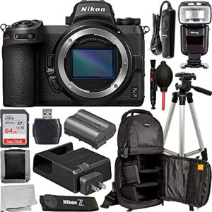 nikon z 7ii mirrorless digital camera (body only) with 10pc advanced accessory bundle. bundle includes – 64gb ultra sdxc memory card, dedicated nikon ttl flash, wired shutter release, and much more.