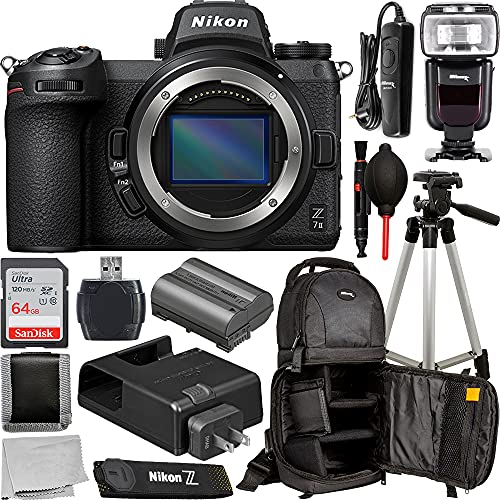 Nikon Z 7II Mirrorless Digital Camera (Body Only) with 10PC Advanced Accessory Bundle. Bundle Includes – 64GB Ultra SDXC Memory Card, Dedicated Nikon TTL Flash, Wired Shutter Release, and Much More.