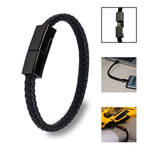 SEANADO Leather Bracelet Charger USB Charging Cable Braided Cords USB Portable Travel Charger for Mens Womens for iPhone 14/13/12/11 pro XS MAX Android Samsung (for iPhone, L(8'85''))