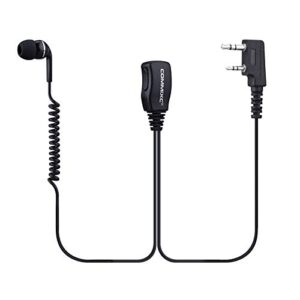 commixc (2 pack) walkie talkie headset, 2-pin 3.5mm/2.5mm in-ear walkie talkie earpiece with ptt mic, compatible with kenwood bao feng two-way radios