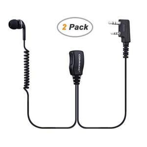 COMMIXC (2 Pack) Walkie Talkie Headset, 2-Pin 3.5mm/2.5mm in-Ear Walkie Talkie Earpiece with PTT Mic, Compatible with Kenwood Bao Feng Two-Way Radios