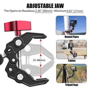 UTV Camera Mount Compatible with Gopro Fits 0.82"-2.36" Roll Bars or Roll Cages, ATV Large Tube Mount for Gopro,360° Rotation Aluminum UTV Camera Holder for Gopro Hero11,Mevo Start for Off-Road, Boat