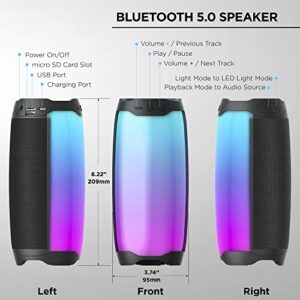 Merkury Innovations Thrill Bluetooth Speakers with Color Changing Lights, Battery Powered, Weatherproof, Play FM Radio or Bluetooth Music, Loud Sound & Enhanced Rich Bass