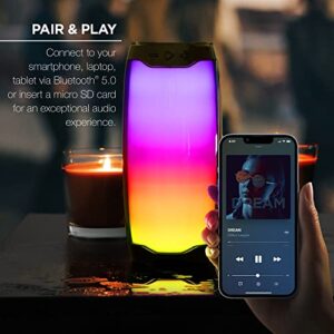 Merkury Innovations Thrill Bluetooth Speakers with Color Changing Lights, Battery Powered, Weatherproof, Play FM Radio or Bluetooth Music, Loud Sound & Enhanced Rich Bass