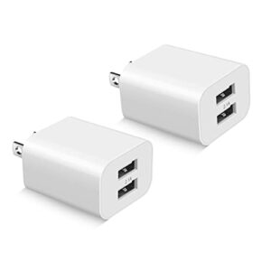 usb wall charger block 2pack dual port cube plug power charging adapter brick for apple iphone 14/13/12/xs max/xr/x/8/8 plus/7/6s/6s plus/6/se/5s/5c/ipad mini/air/samsung galaxy kindle fire lg