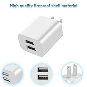 USB Wall Charger Block 2Pack Dual Port Cube Plug Power Charging Adapter Brick for Apple iPhone 14/13/12/XS Max/XR/X/8/8 Plus/7/6S/6S Plus/6/SE/5S/5C/iPad Mini/Air/Samsung Galaxy Kindle Fire LG