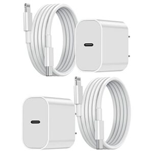 iphone fast charger block,[apple mfi certified] 2pack 20w wall charger plug with usb c to lightning cable 6ft,iphone charging power adapter cube brick for iphone 14 pro max/13 pro/12 mini/12/11,ipad