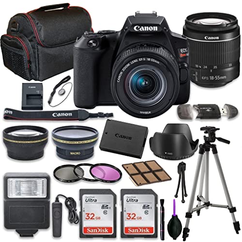 Canon EOS Rebel SL3 DSLR Camera Bundle with Canon EF-S 18-55mm Zoom Lens + 2pc SanDisk 32GB Memory Cards + Accessory Kit with Case, Flash, Filters and More (Renewed)