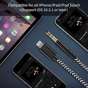 Headphone Aux Adapter Cord 6.6ft for Apple MFi Certified Lightning to 3.5 mm Headphone Jack Converter Male Car Aux Stereo Audio Cable Compatible with iPhone 13 13 Pro 12 12Pro Max 11 Pro SE XR Xs 8P