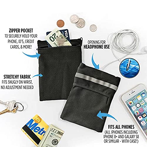Premium Wrist Wallet - Cell Phone Holder with Zipper Storage Band for Travel, Outdoor Sports Running - Sweat Band Wristband