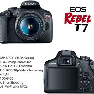 Canon EOS Rebel T7 DSLR Camera Bundle with Canon EF-S 18-55mm is II Lens Bundle + 2pc SanDisk 32GB Memory Cards + Accessory Kit (Renewed)
