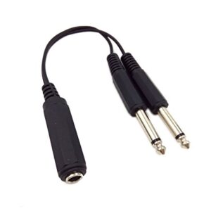 Qaoquda 6.35mm 1/4 inch TRS Stereo Female to 2 Dual 1/4 Inch TS Mono Male Y Splitter Adiuo Cable 20cm/8inch (6.35F/2M)