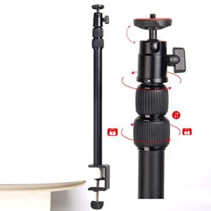 regetek 18-43 inch desk mounting stand with 360°rotatable ball head, tabletop mount stand, aluminum desktop light stand with 1/4 screw for dslr camera, ring light, video, light panel,mini projector