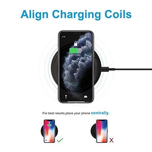 Wireless Charger 10W Qi Fast Wireless Charging Pad,7.5W Compatible with iPhone 11,11 Pro,11 Pro Max,Xs Max,XR,XS,X,8,8 Plus,10W for S10,S10+,S9,S8,Note 10,10+,9,8,AirPods(No AC Adapter)