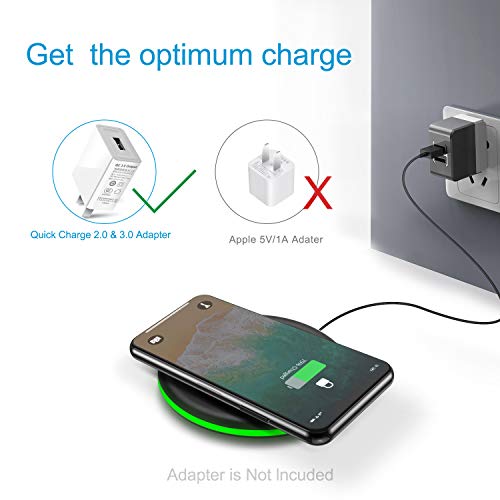 Wireless Charger 10W Qi Fast Wireless Charging Pad,7.5W Compatible with iPhone 11,11 Pro,11 Pro Max,Xs Max,XR,XS,X,8,8 Plus,10W for S10,S10+,S9,S8,Note 10,10+,9,8,AirPods(No AC Adapter)